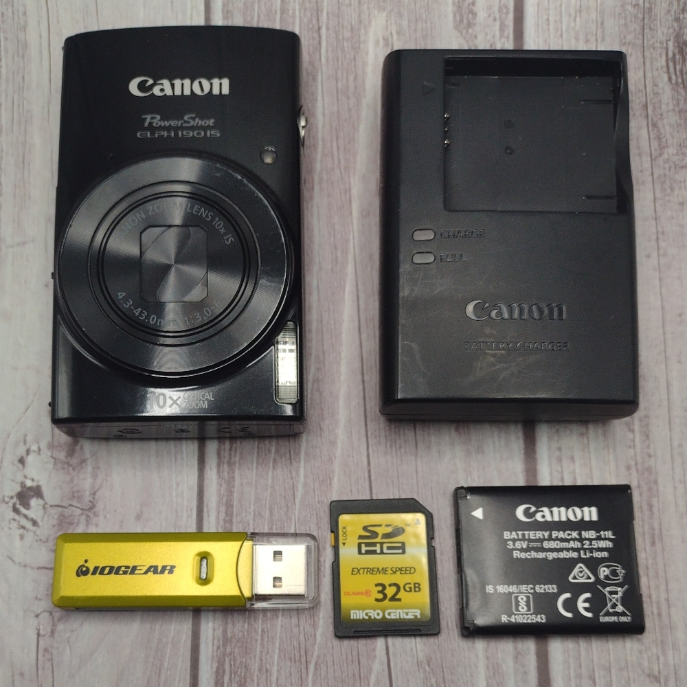 Canon PowerShot Elph 190 IS 20.0 Megapixel Digital Camera in Black 32 GB SD Card - Picture 11 of 11